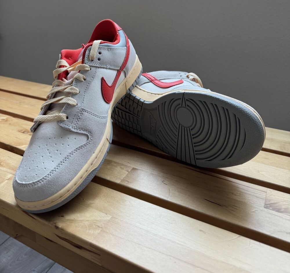 Nike Men's Dunk Low  "Athletic Department" in Sail/Picante Red - Picture 6 of 12